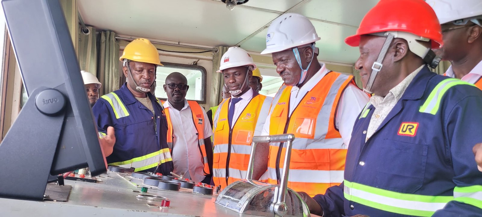Hon. Gen. Edward Katumba-Wamala, Minister of Works and Transport, inspects the rehabilitated MV Kaawa.